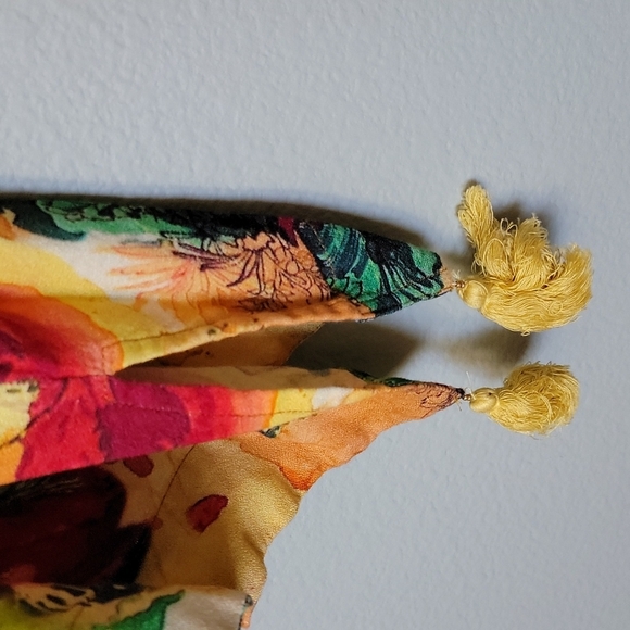 Soft Surroundings Amora Vibrant Watercolor Boho Tassel Topper Kimono PL - Picture 11 of 12